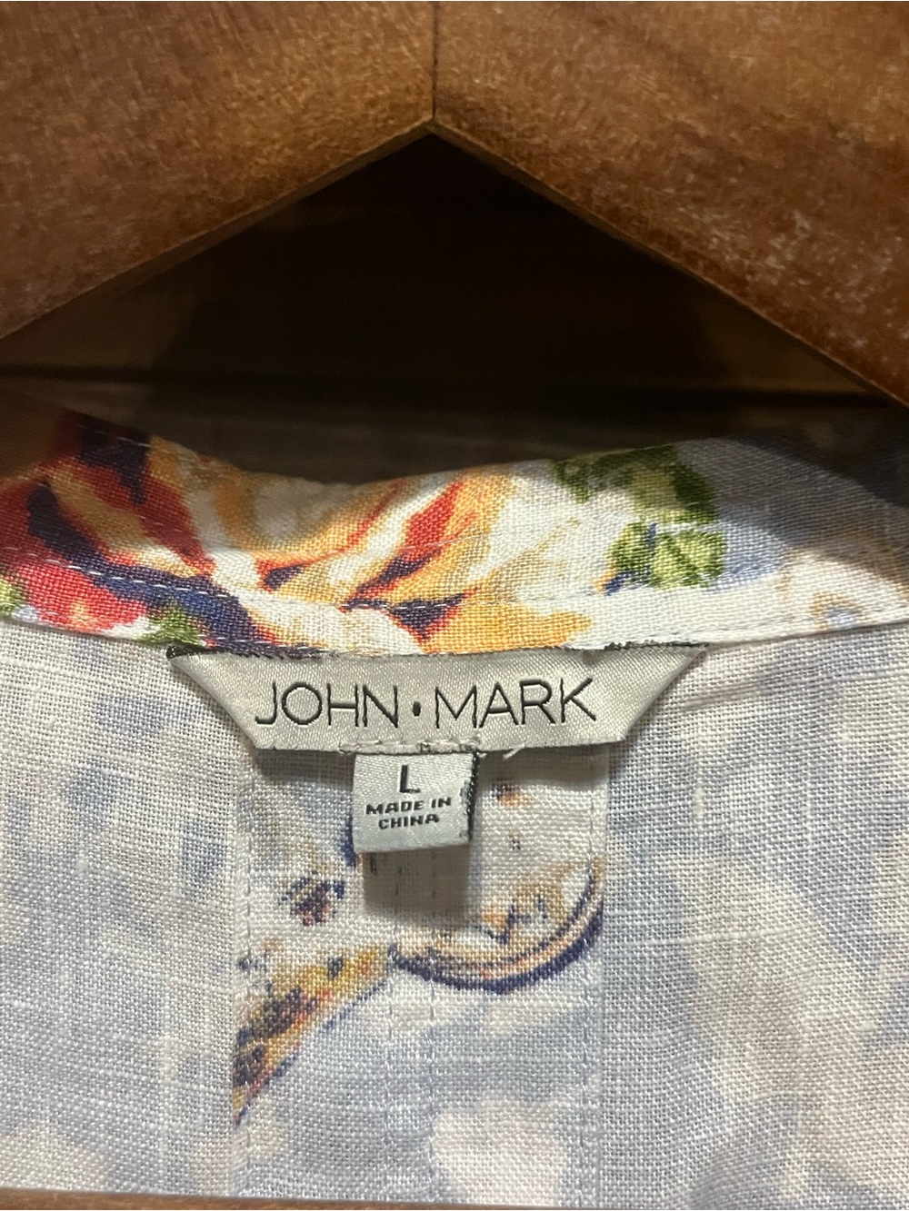 John Mark Linen Butterfly Floral Tunic Blouse Size L - Picture 7 of 7
